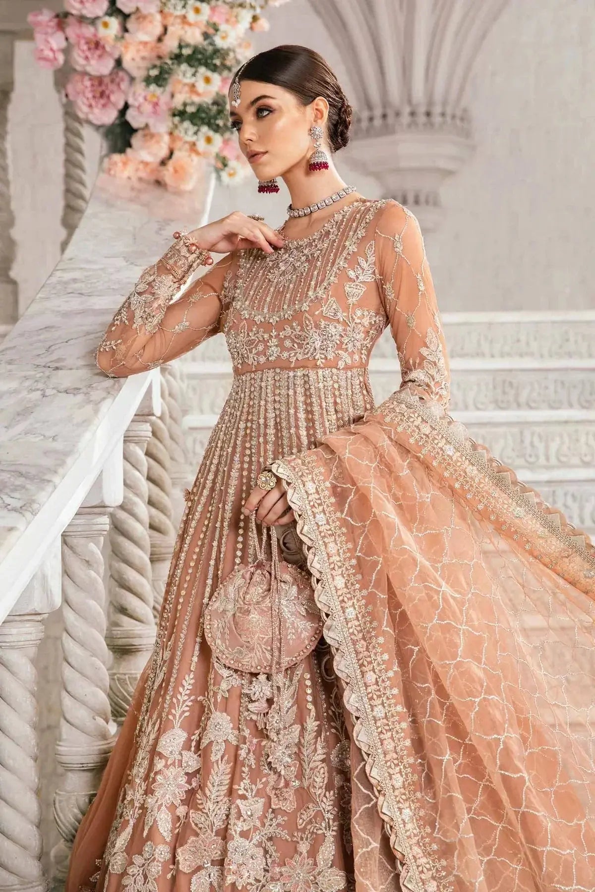Maria B | Mbroidered Fabrics 2024 | BD-2804 - Pakistani Designer Dress - by Maria B | Type: Bridal - 100% Original at Saira Sultan