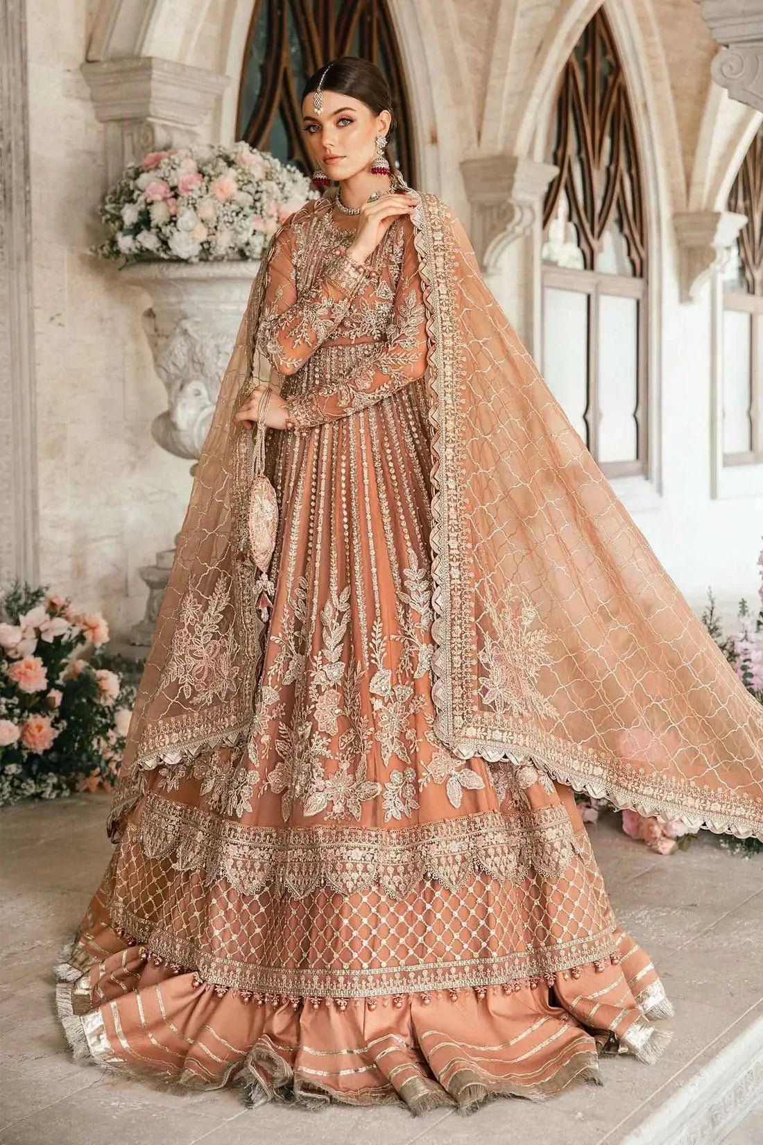 Maria B | Mbroidered Fabrics 2024 | BD-2804 - Pakistani Designer Dress - by Maria B | Type: Bridal - 100% Original at Saira Sultan