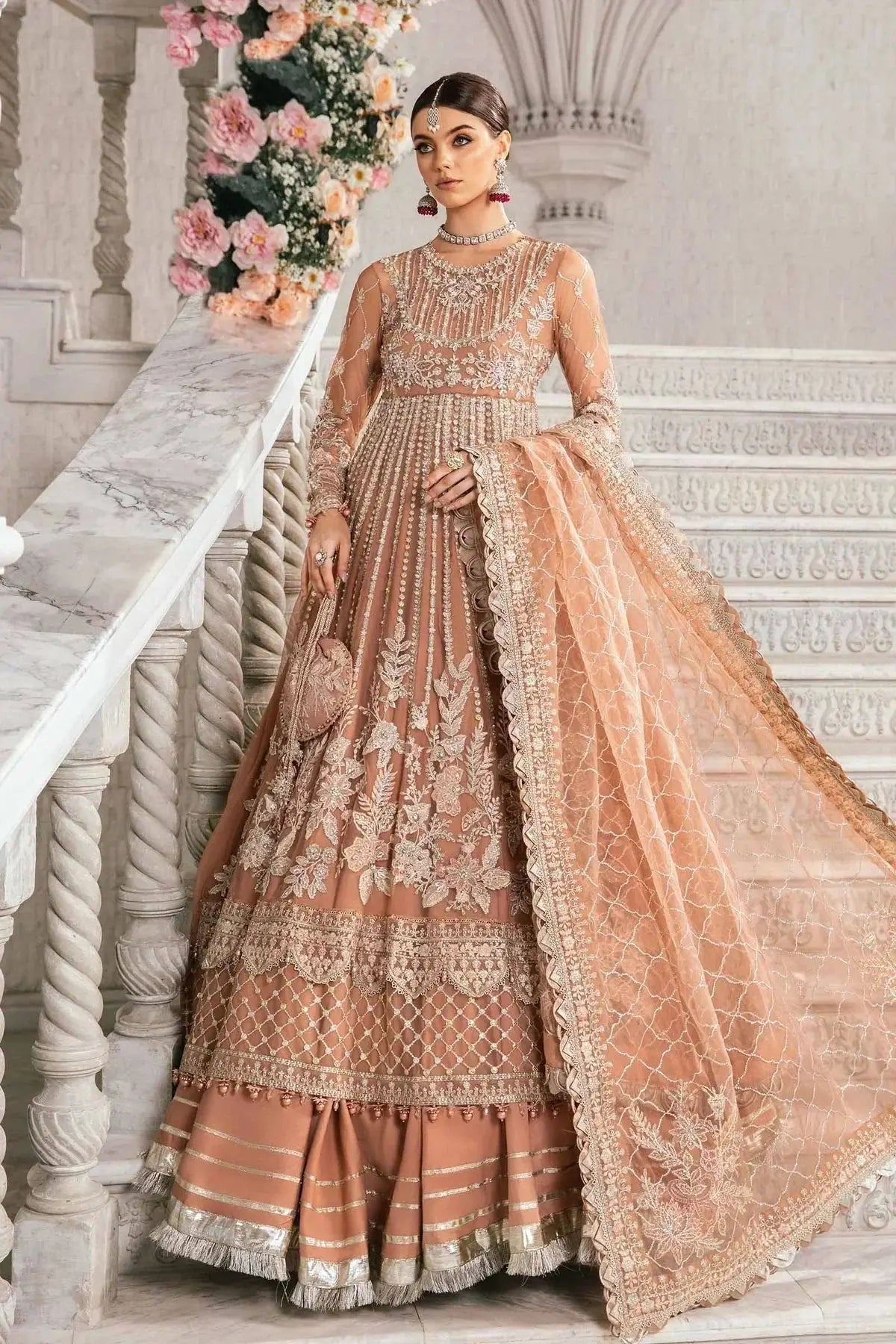 Maria B | Mbroidered Fabrics 2024 | BD-2804 - Pakistani Designer Dress - by Maria B | Type: Bridal - 100% Original at Saira Sultan