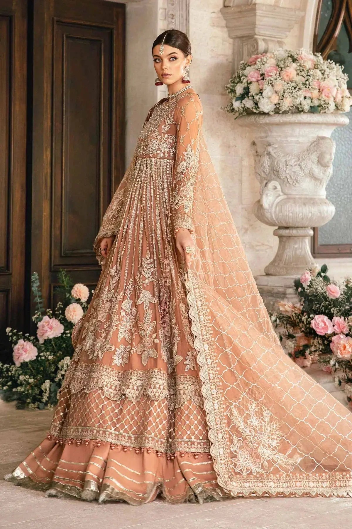 Maria B | Mbroidered Fabrics 2024 | BD-2804 - Pakistani Designer Dress - by Maria B | Type: Bridal - 100% Original at Saira Sultan