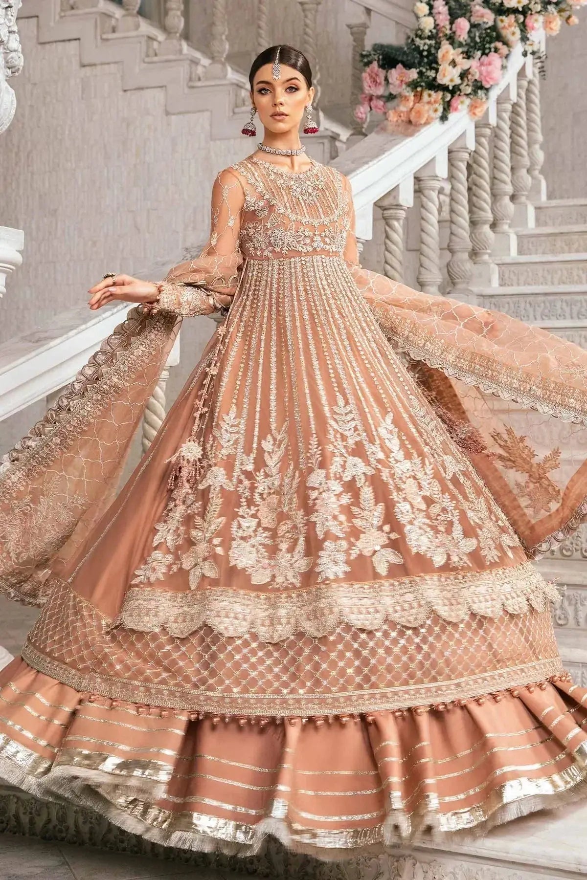 Maria B | Mbroidered Fabrics 2024 | BD-2804 - Pakistani Designer Dress - by Maria B | Type: Bridal - 100% Original at Saira Sultan