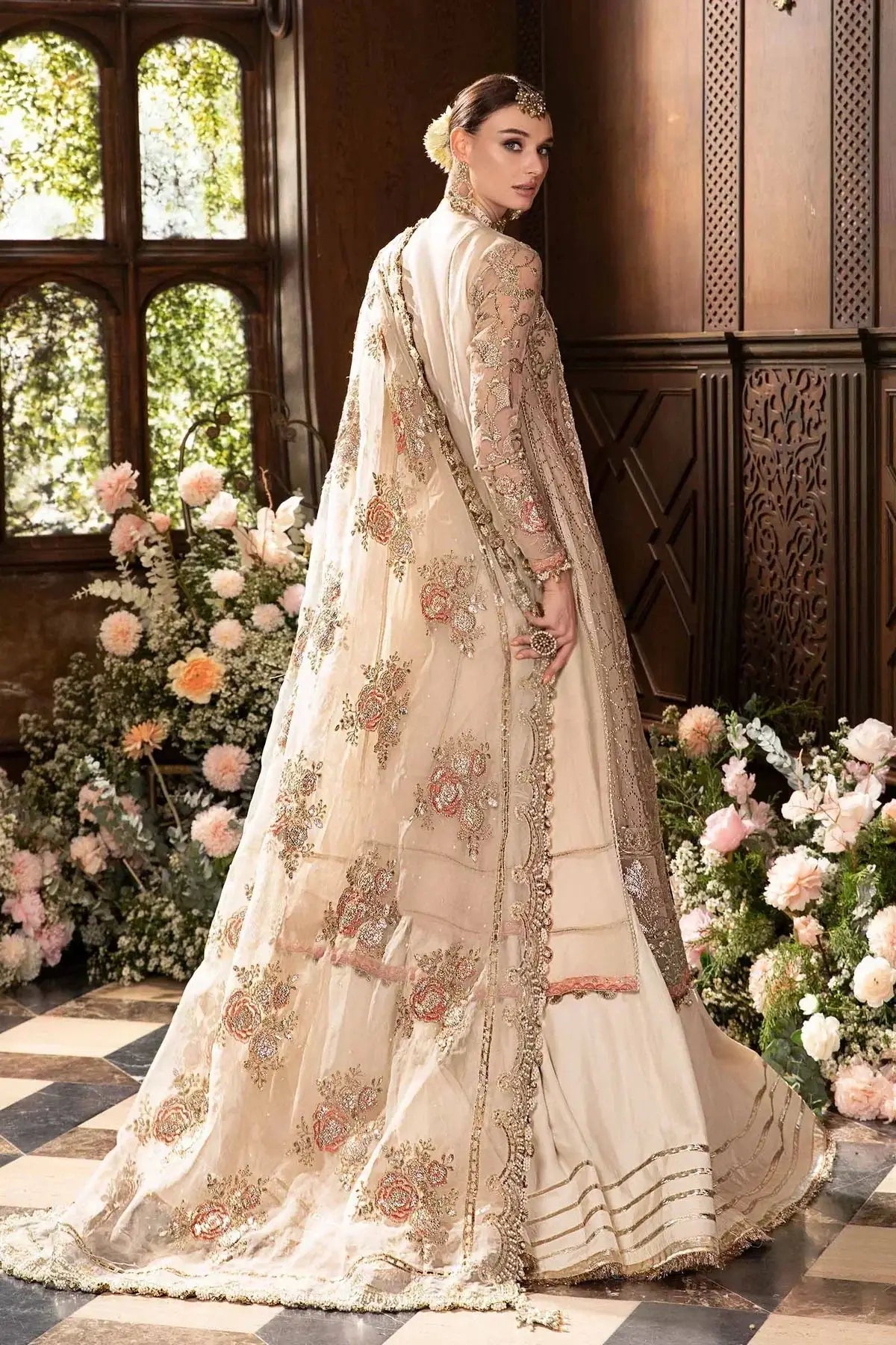 Maria B | Mbroidered Fabrics 2024 | BD-2805 - Pakistani Designer Dress - by Maria B | Type: Bridal - 100% Original at Saira Sultan