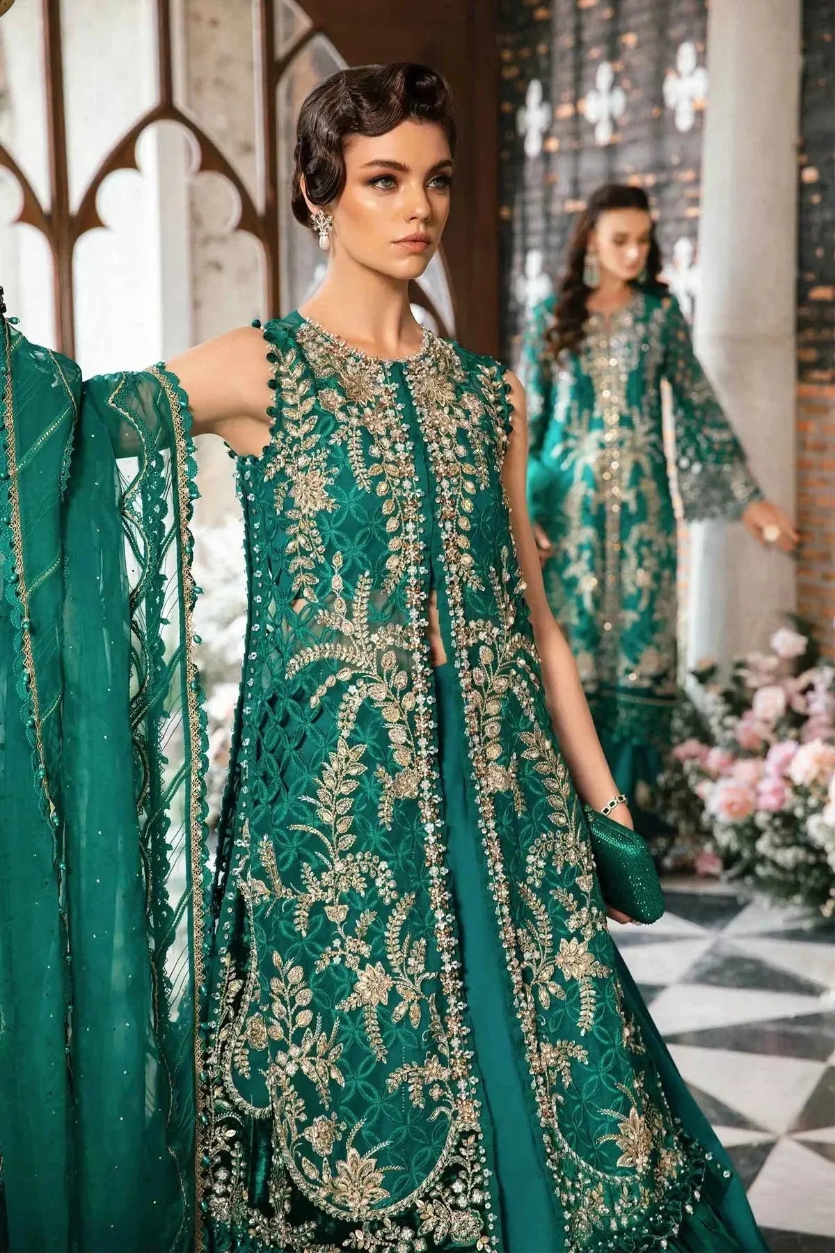 Maria B | Mbroidered Fabrics 2024 | BD-2806 - Pakistani Designer Dress - by Maria B | Type: Bridal - 100% Original at Saira Sultan
