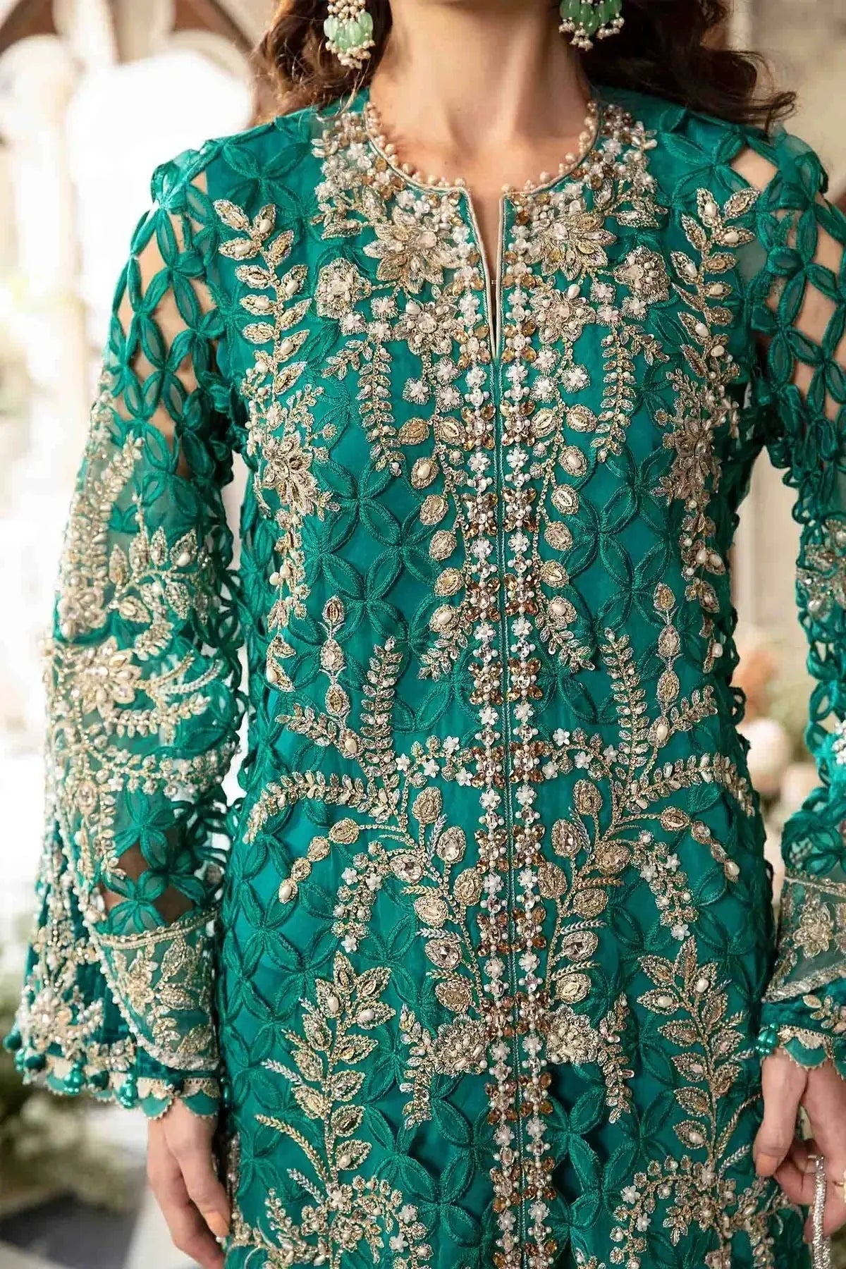 Maria B | Mbroidered Fabrics 2024 | BD-2806 - Pakistani Designer Dress - by Maria B | Type: Bridal - 100% Original at Saira Sultan