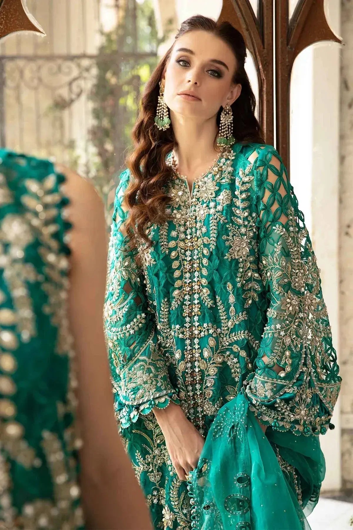 Maria B | Mbroidered Fabrics 2024 | BD-2806 - Pakistani Designer Dress - by Maria B | Type: Bridal - 100% Original at Saira Sultan