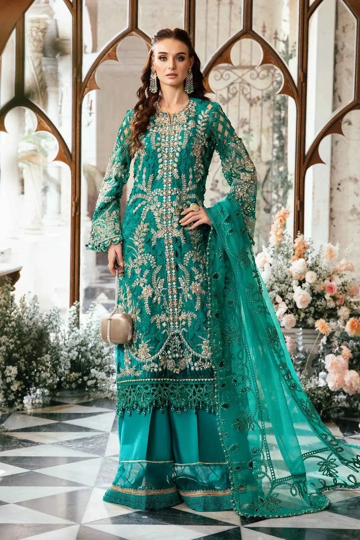 Maria B | Mbroidered Fabrics 2024 | BD-2806 - Pakistani Designer Dress - by Maria B | Type: Bridal - 100% Original at Saira Sultan