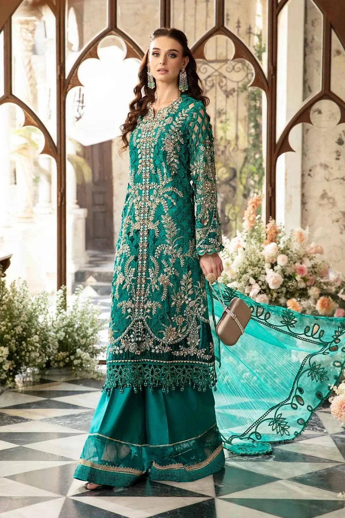 Maria B | Mbroidered Fabrics 2024 | BD-2806 - Pakistani Designer Dress - by Maria B | Type: Bridal - 100% Original at Saira Sultan