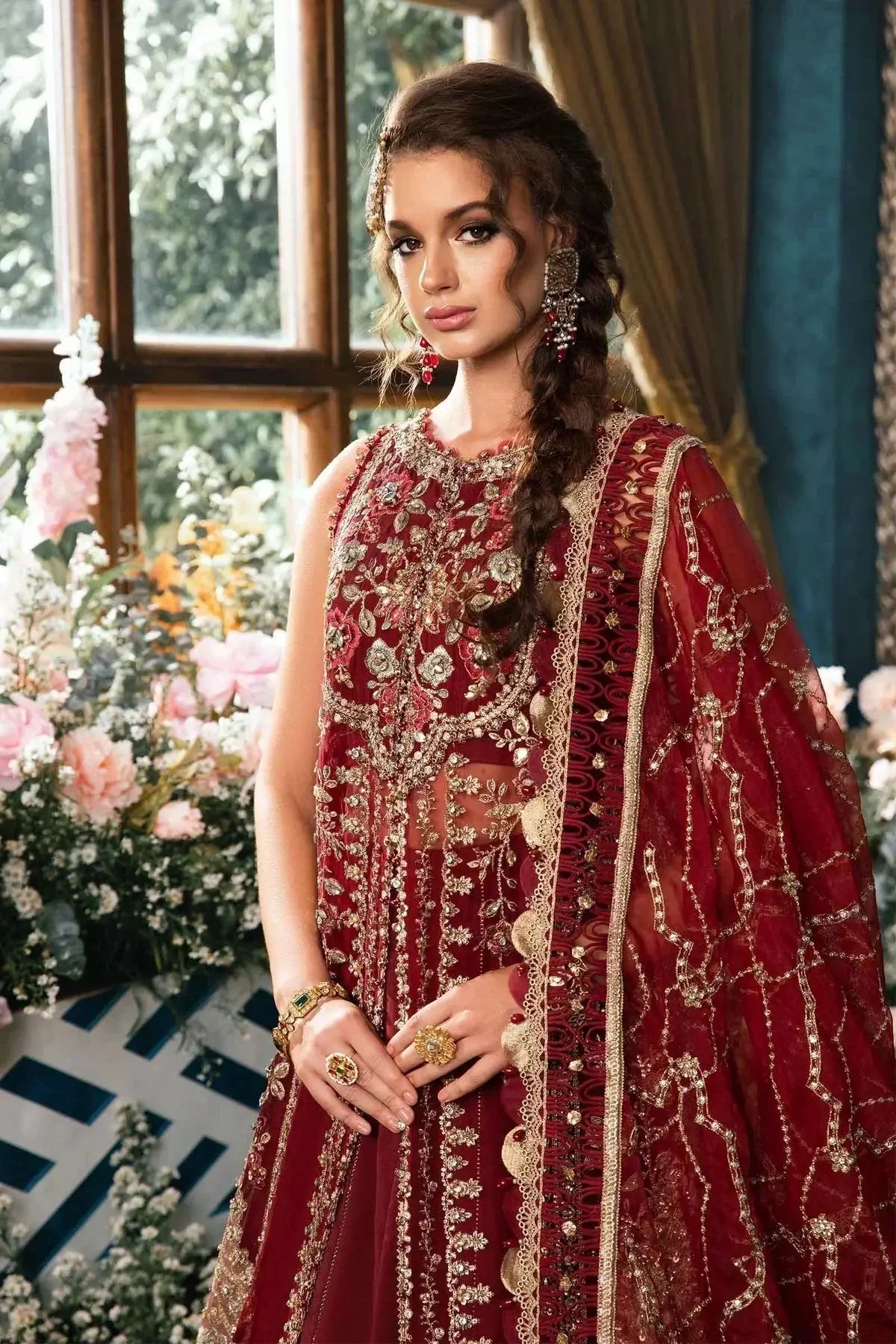 Maria B | Mbroidered Fabrics 2024 | BD-2807 - Pakistani Designer Dress - by Maria B | Type: Bridal - 100% Original at Saira Sultan