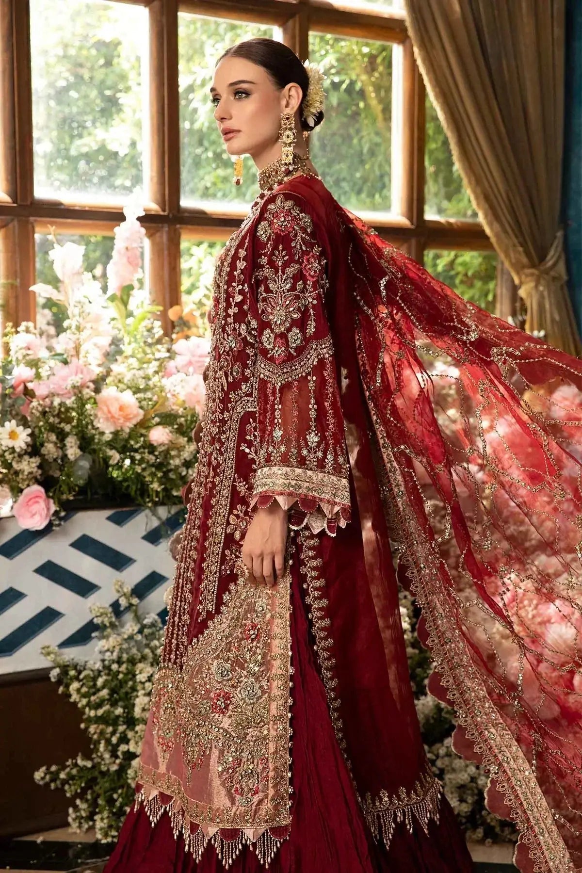 Maria B | Mbroidered Fabrics 2024 | BD-2807 - Pakistani Designer Dress - by Maria B | Type: Bridal - 100% Original at Saira Sultan