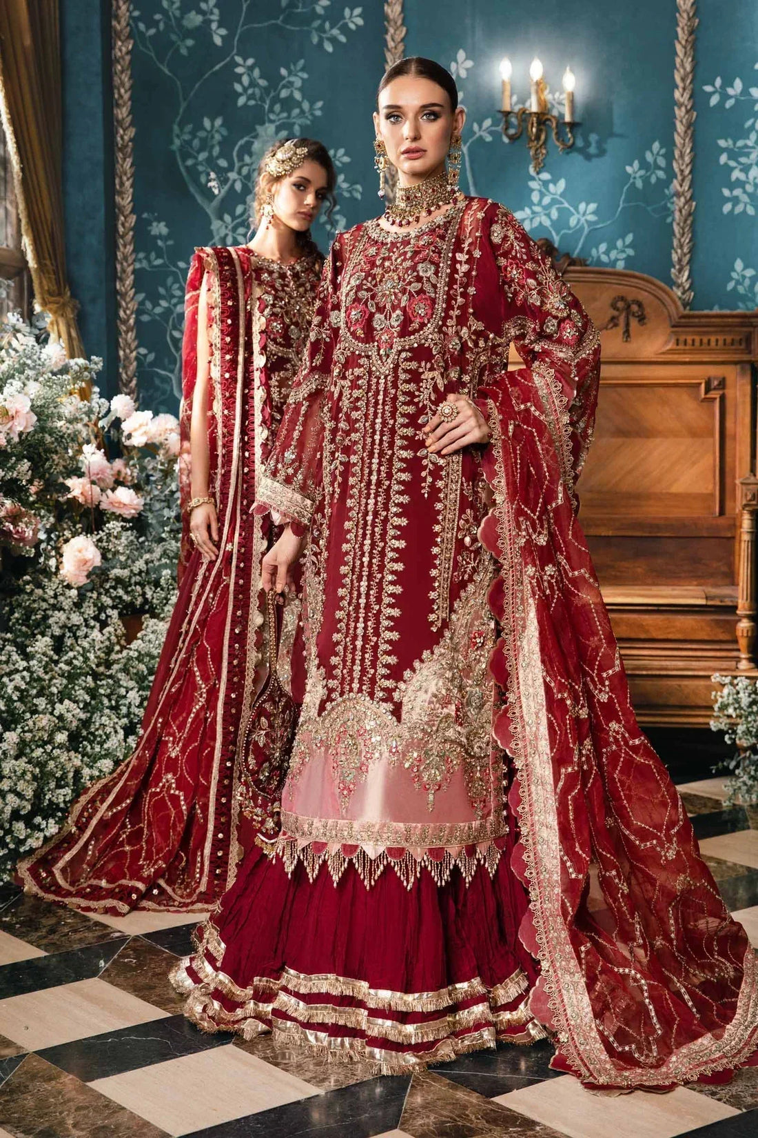 Maria B | Mbroidered Fabrics 2024 | BD-2807 - Pakistani Designer Dress - by Maria B | Type: Bridal - 100% Original at Saira Sultan