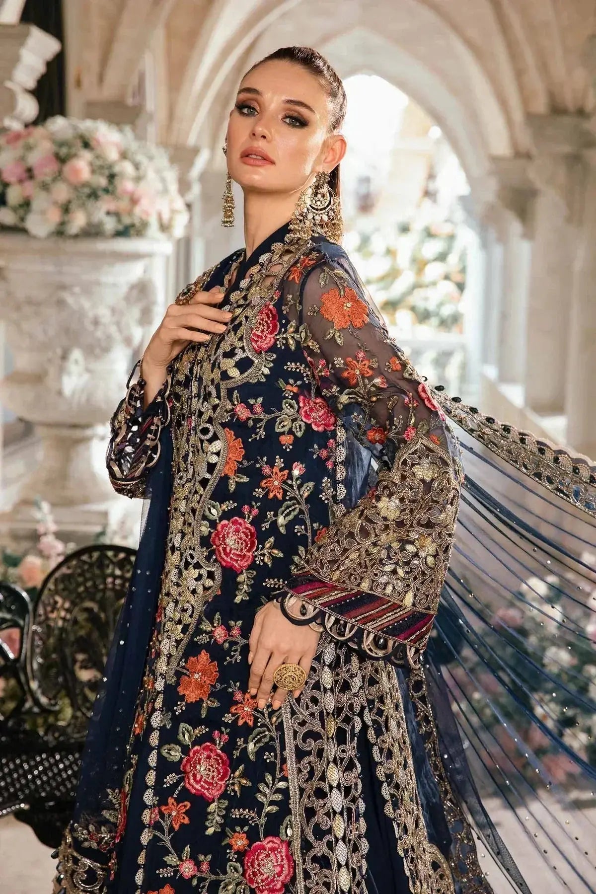 Maria B | Mbroidered Fabrics 2024 | BD-2808 - Pakistani Designer Dress - by Maria B | Type: Bridal - 100% Original at Saira Sultan