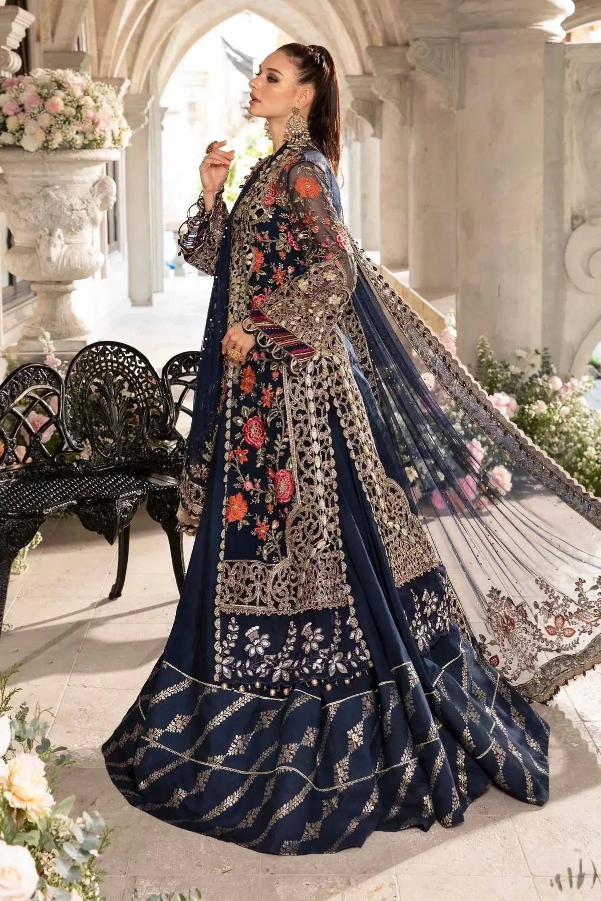 Maria B | Mbroidered Fabrics 2024 | BD-2808 - Pakistani Designer Dress - by Maria B | Type: Bridal - 100% Original at Saira Sultan