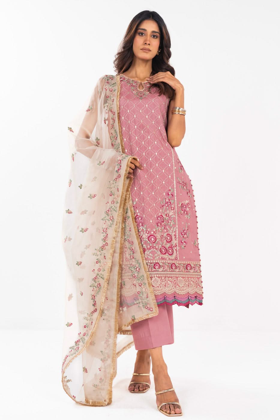 Al Karam | Festive Summer 25 | A-07 XS Salmon Pink Cotton Silk