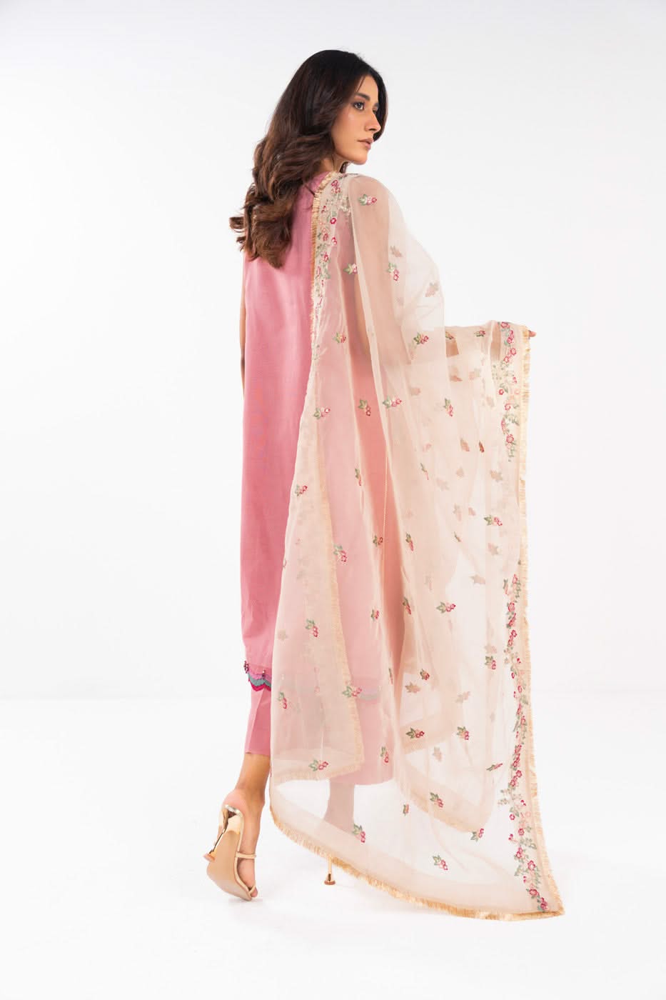 Al Karam | Festive Summer 25 | A-07 XS Salmon Pink Cotton Silk