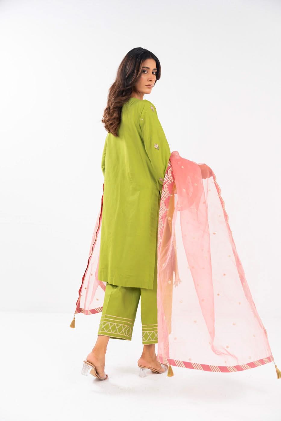 Al Karam | Festive Summer 25 | A-08 XS Parrot Green Cotton Silk
