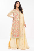 Al Karam | Festive Summer 25 | A-12 XS Pastel Yellow Chiffon