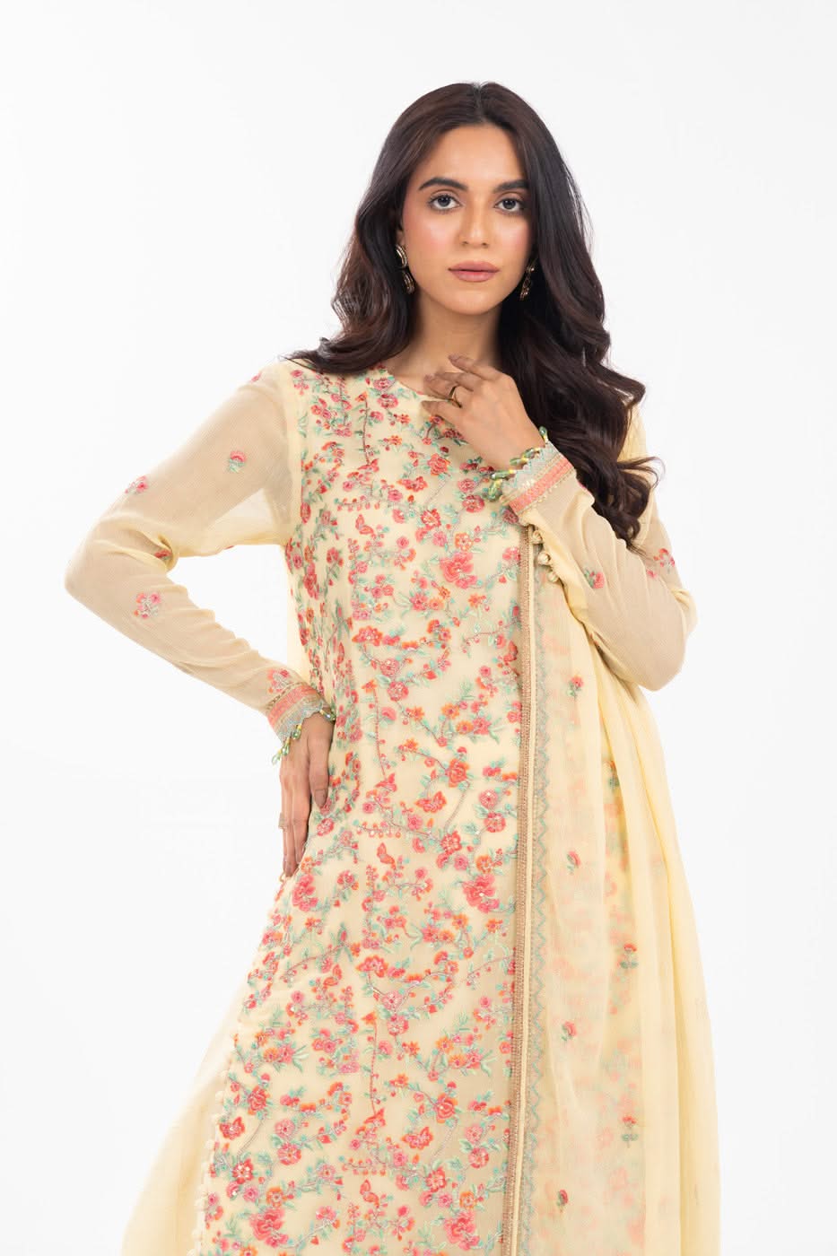 Al Karam | Festive Summer 25 | A-12 L Pastel Yellow Chiffon