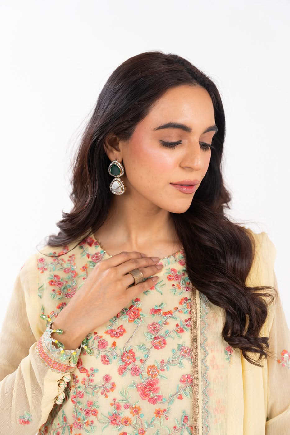 Al Karam | Festive Summer 25 | A-12 M Pastel Yellow Chiffon