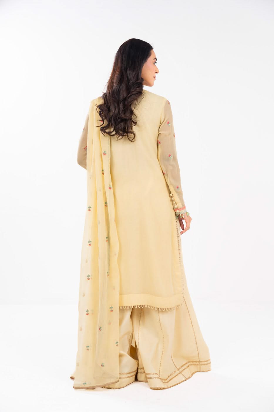 Al Karam | Festive Summer 25 | A-12 XS Pastel Yellow Chiffon