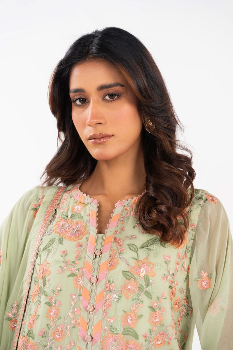 Al Karam | Festive Summer 25 | A-13 M Mint Gray Chiffon