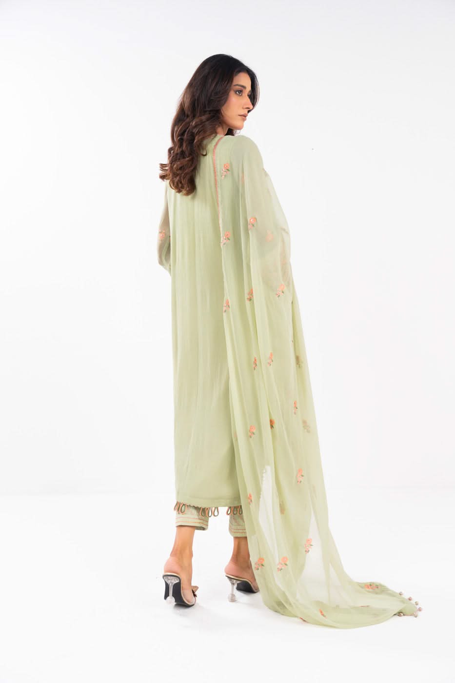 Al Karam | Festive Summer 25 | A-13 XS Mint Gray Chiffon