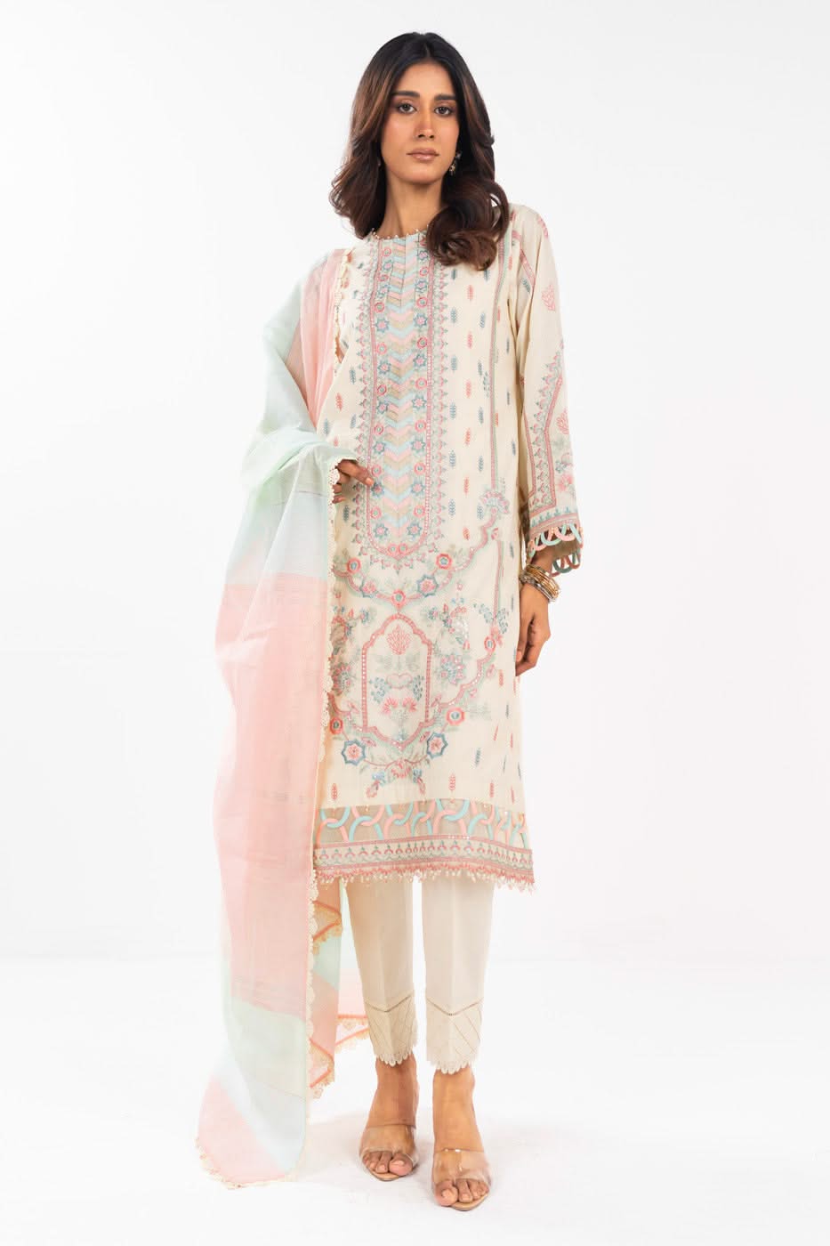 Al Karam | Festive Summer 25 | A-03 XS Ivory Lawn