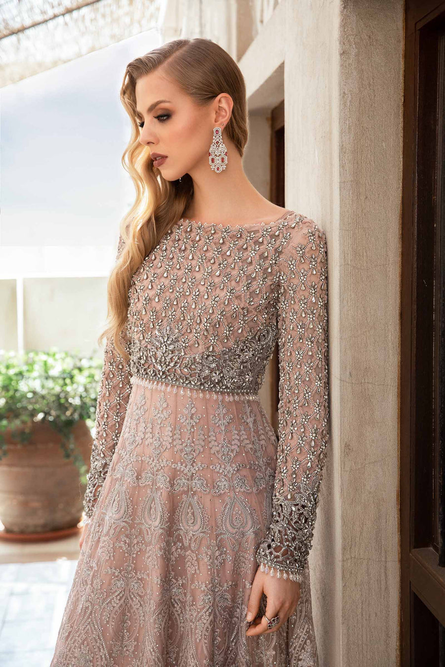 Maria B | Bridal Formals | Elle L Pinkish Gray Chiffon