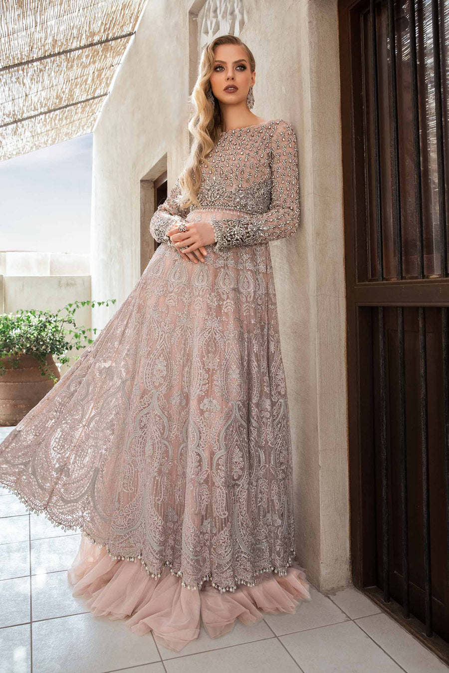 Maria B | Bridal Formals | Elle XL Pinkish Gray Chiffon