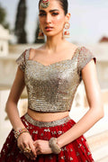 Maria B | Bridal Formals | Mumtaz Mahal M Deep Red Poly Net