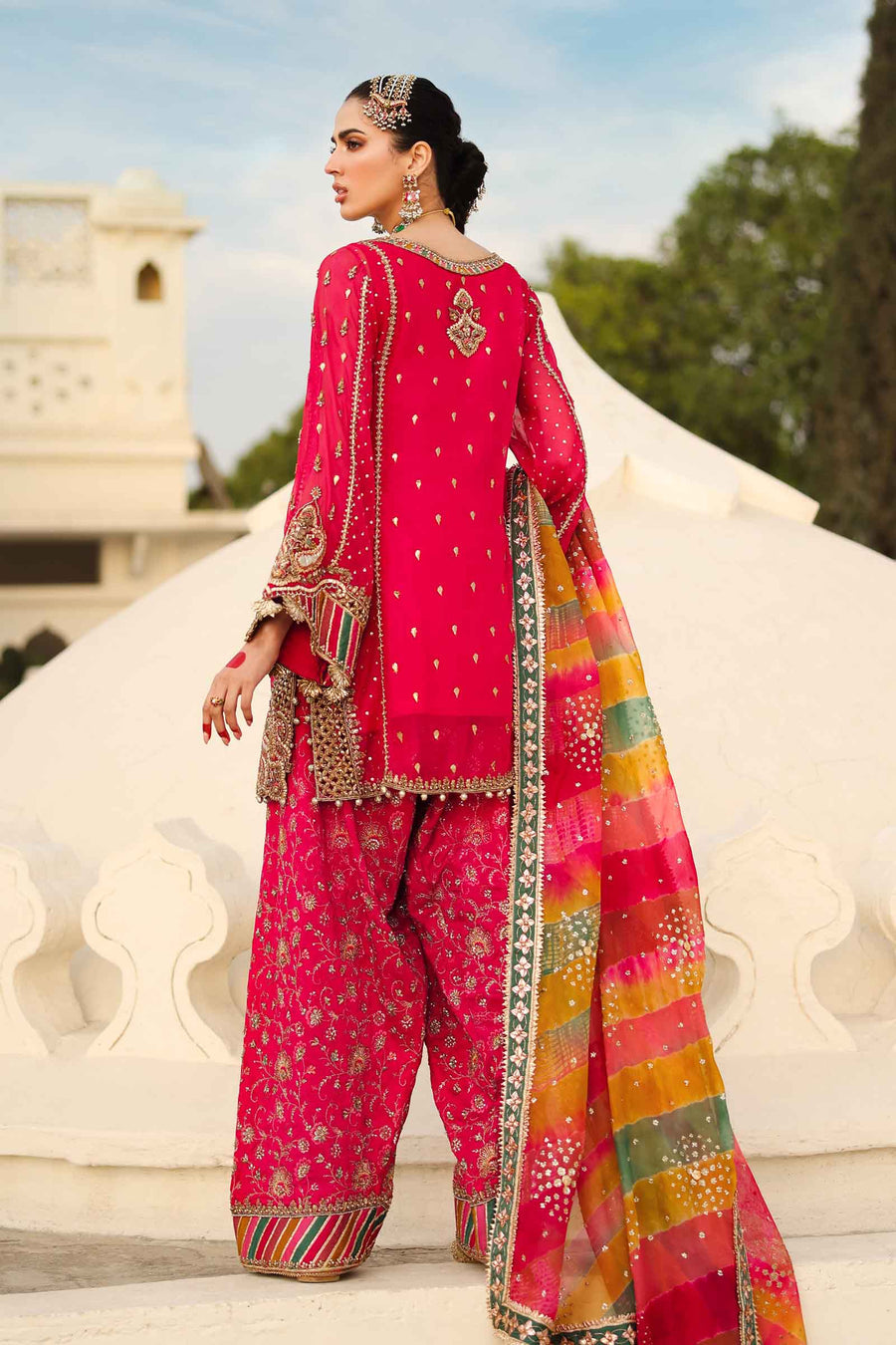 Maria B | Bridal Formals | Hur-ul-Nisa XS Hot Pink Pure Organza