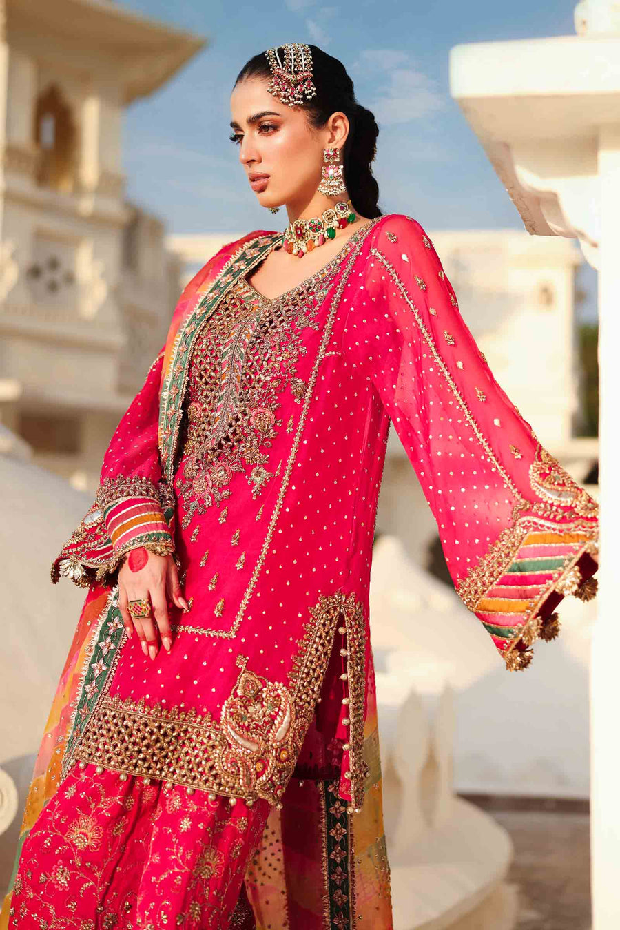Maria B | Bridal Formals | Hur-ul-Nisa L Hot Pink Pure Organza