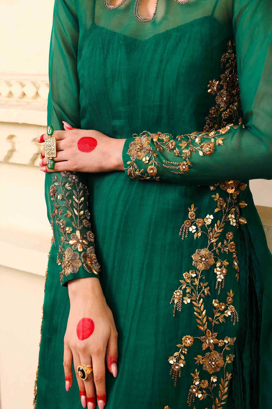 Maria B | Bridal Formals | Zamrood Ara M Emerald Green Pure Organza