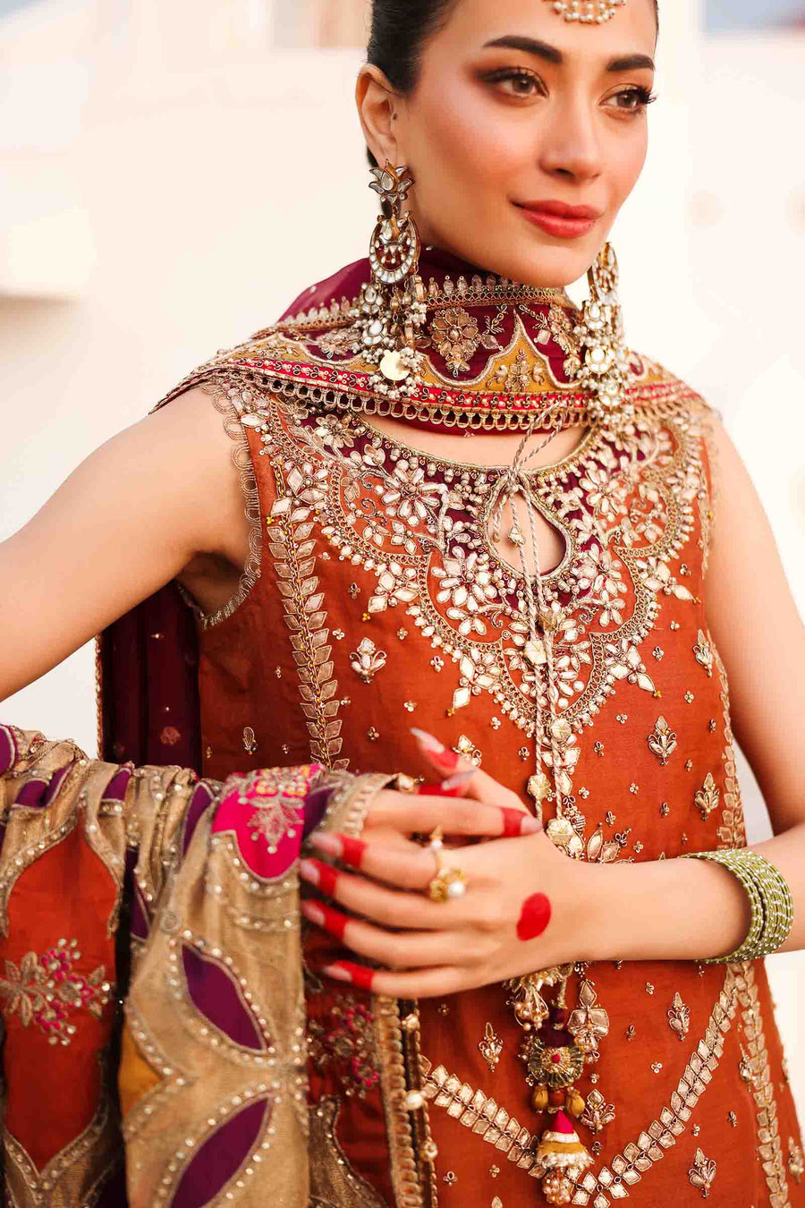 Maria B | Bridal Formals | Noor Jahan M Rust Pure Organza