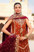 Maria B | Bridal Formals | Noor Jahan XL Rust Pure Organza