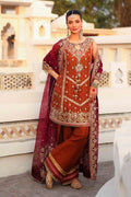 Maria B | Bridal Formals | Noor Jahan XS Rust Pure Organza