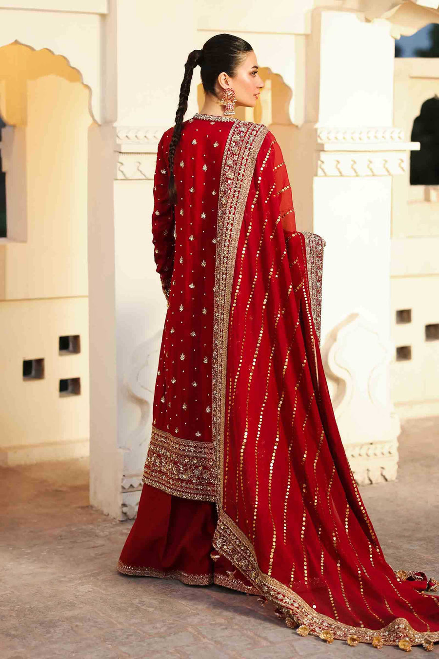 Maria B | Bridal Formals | Shahzadi Khanum XS Maroon Raw Silk