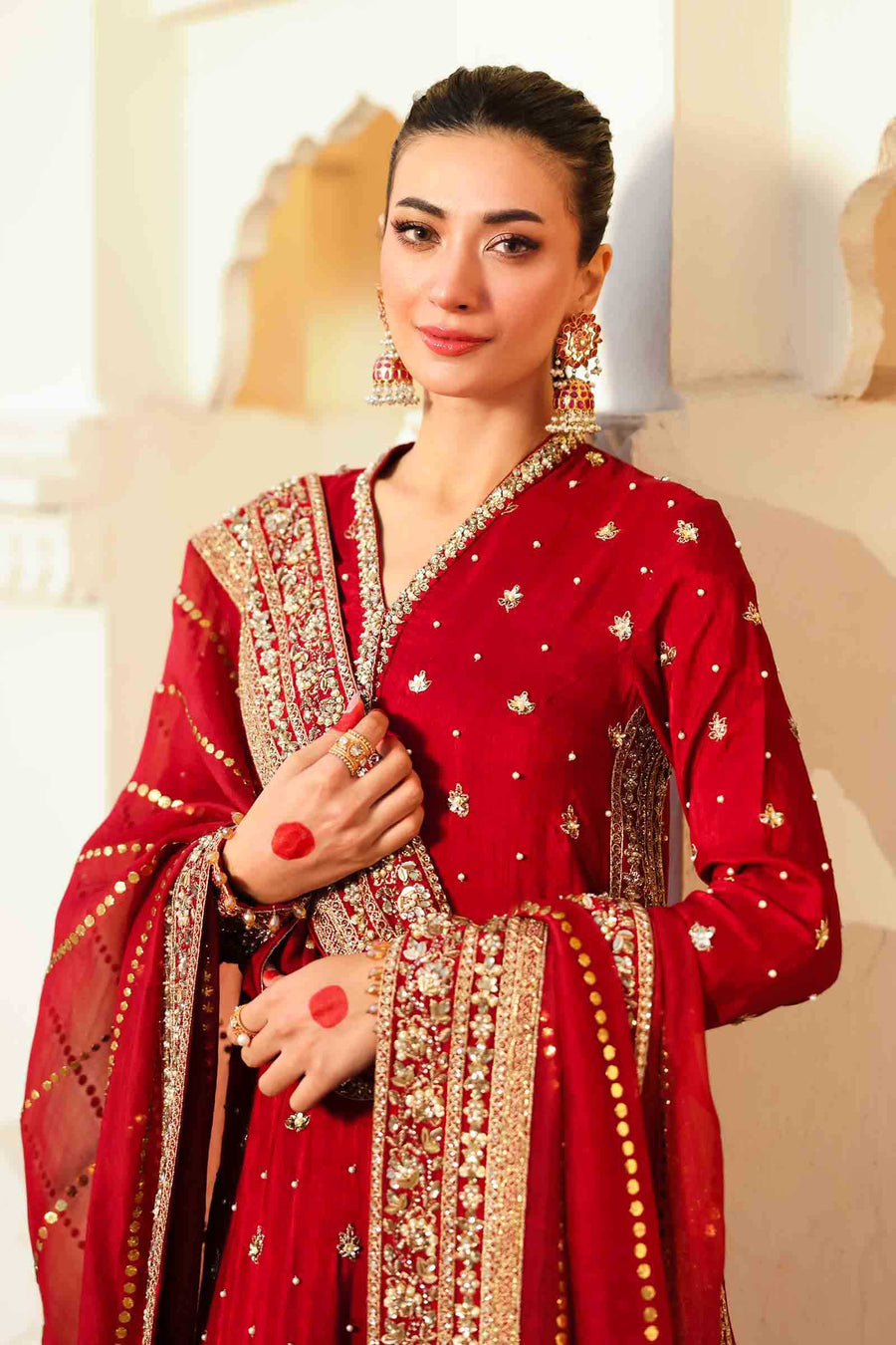 Maria B | Bridal Formals | Shahzadi Khanum M Maroon Raw Silk