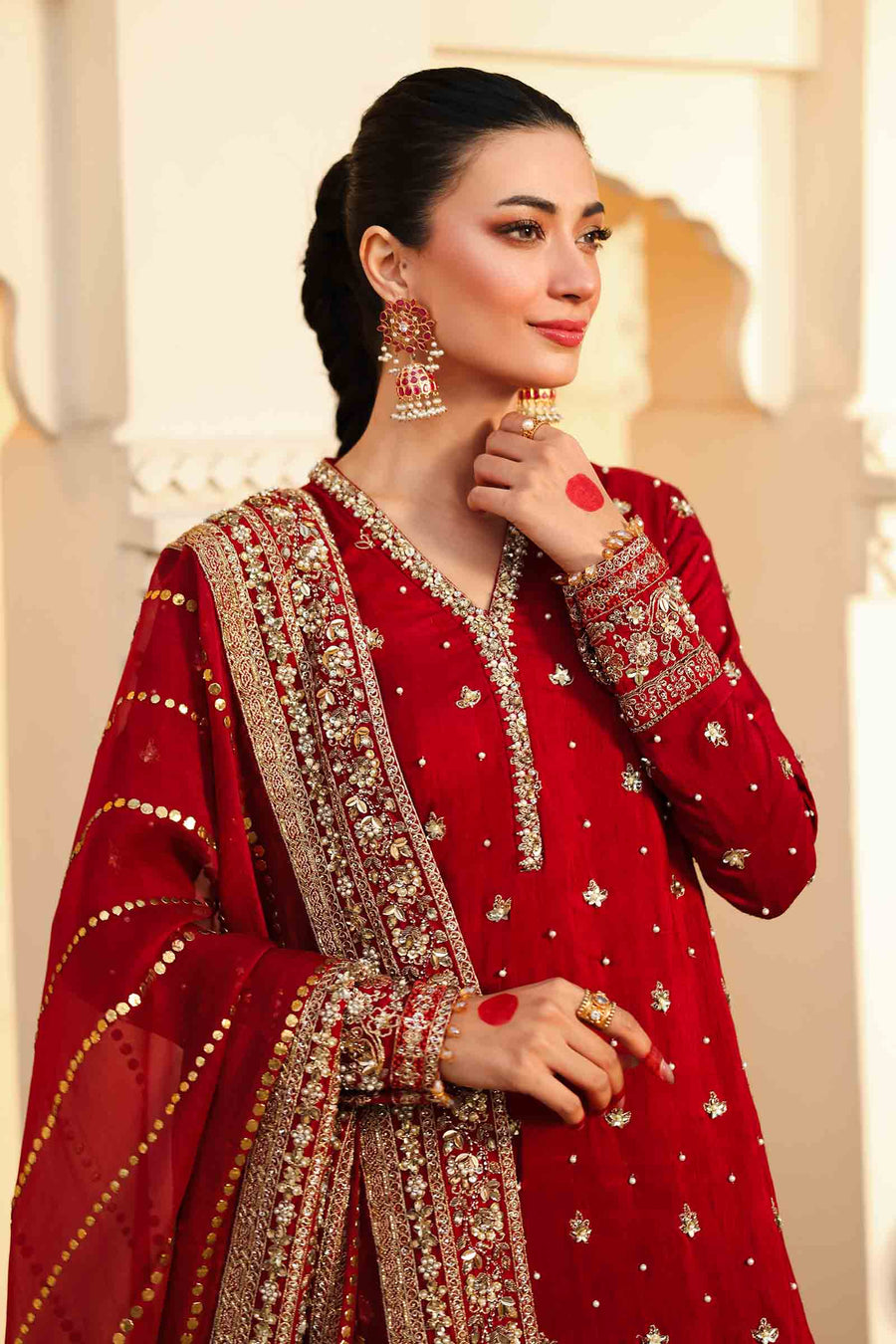 Maria B | Bridal Formals | Shahzadi Khanum L Maroon Raw Silk