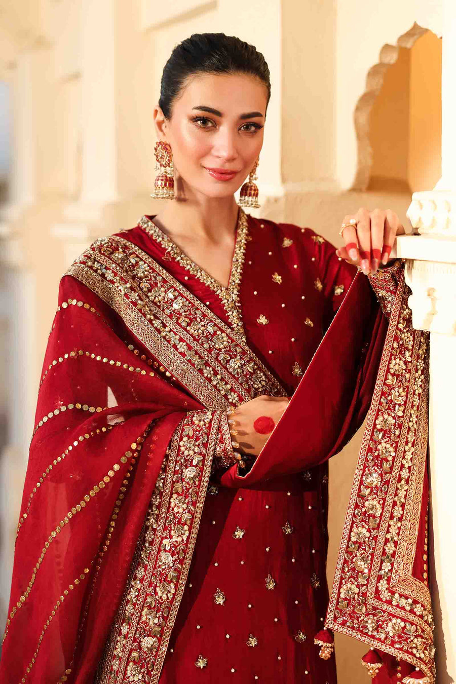 Maria B | Bridal Formals | Shahzadi Khanum XL Maroon Raw Silk