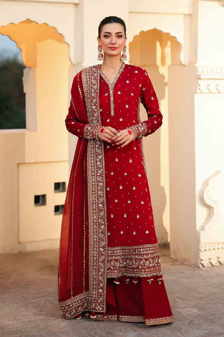 Maria B | Bridal Formals | Shahzadi Khanum XS Maroon Raw Silk