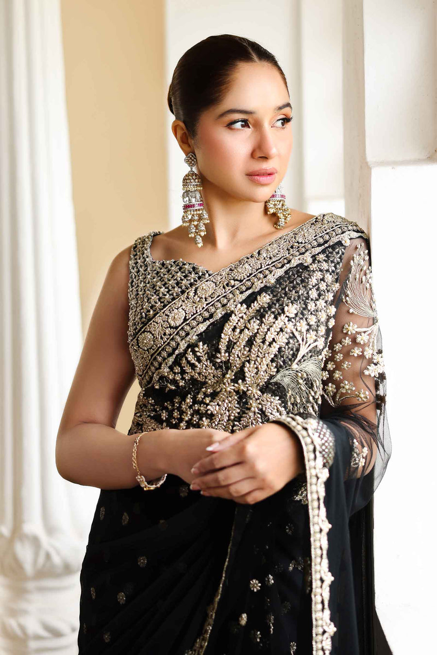 Maria B | Bridal Formals | Nawab Jan XL Black Poly Net