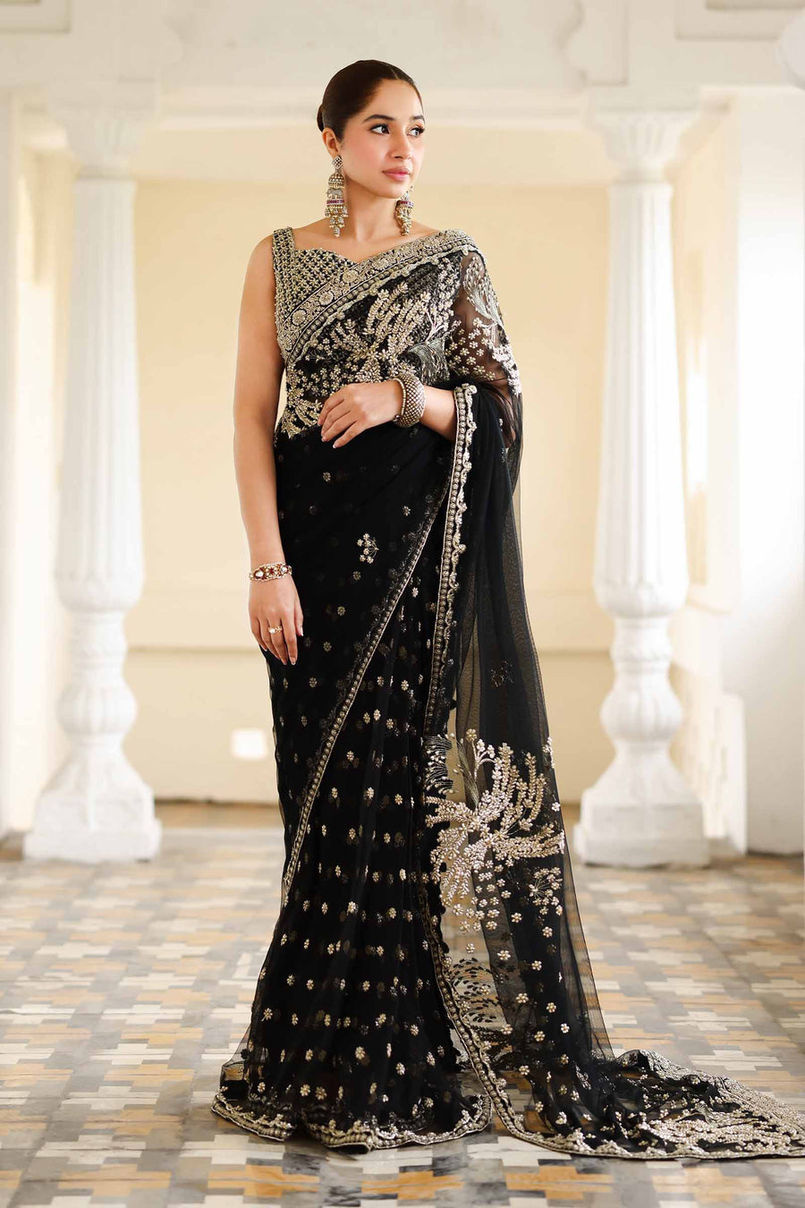 Maria B | Bridal Formals | Nawab Jan XS Black Poly Net
