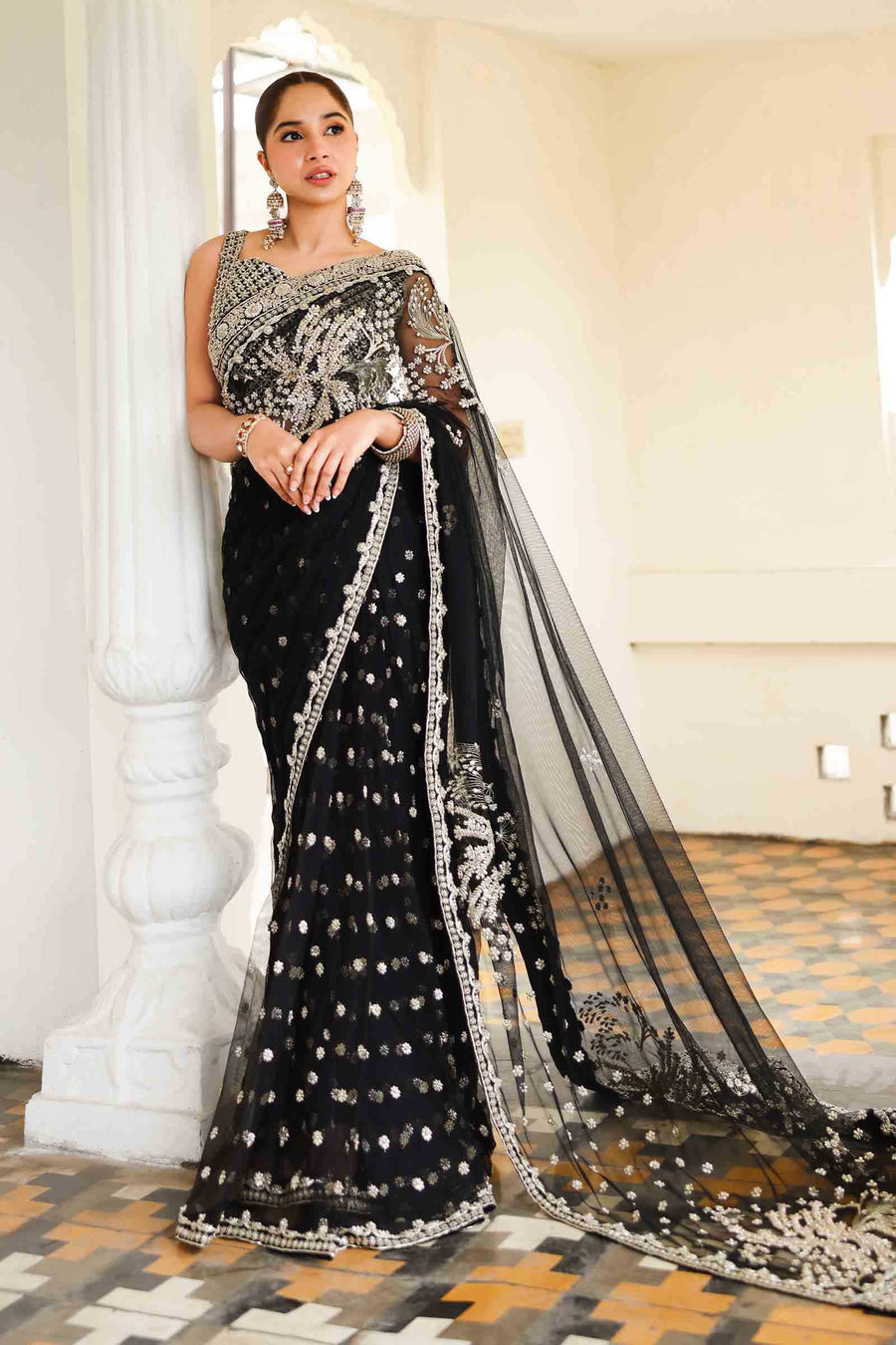 Maria B | Bridal Formals | Nawab Jan Custom Size Black Poly Net