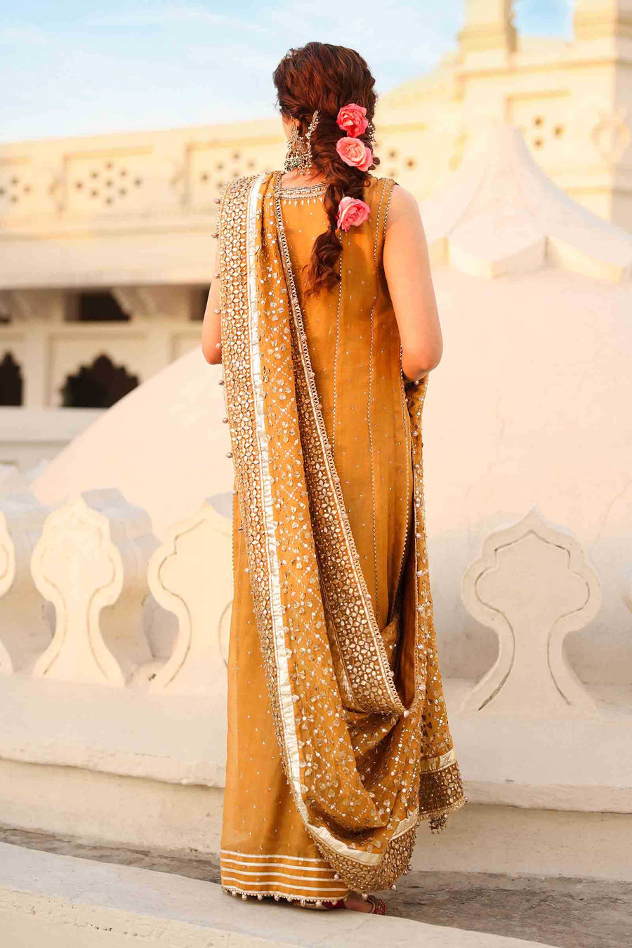 Maria B | Bridal Formals | Roshanara Begum XS Mustard Pure Organza