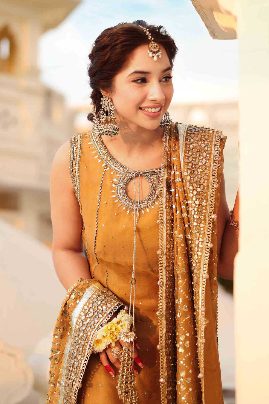 Maria B | Bridal Formals | Roshanara Begum M Mustard Pure Organza