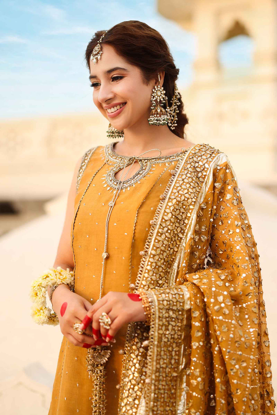 Maria B | Bridal Formals | Roshanara Begum L Mustard Pure Organza