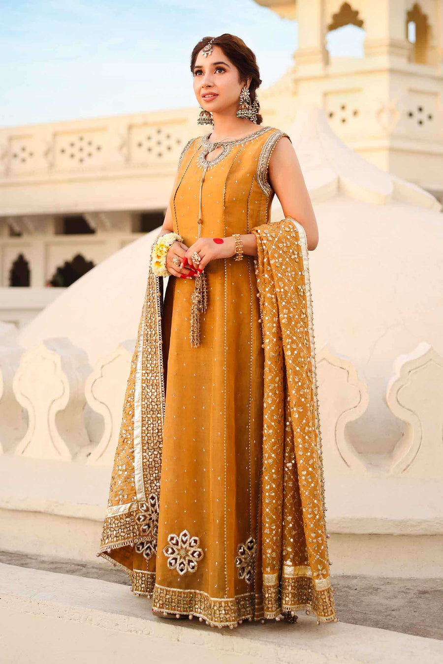Maria B | Bridal Formals | Roshanara Begum XS Mustard Pure Organza