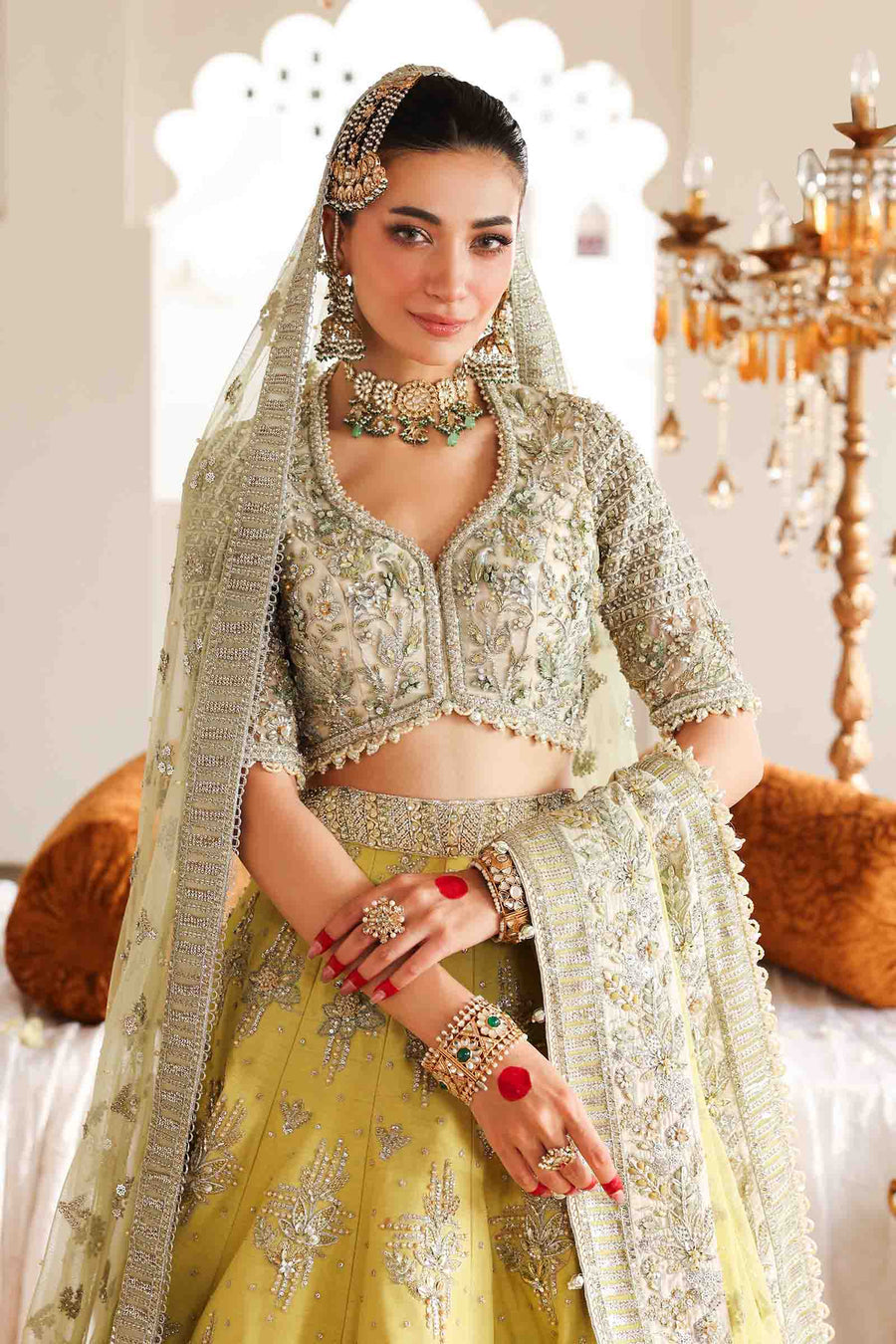 Maria B | Bridal Formals | Malika Jahan M Lime Yellow Poly Net