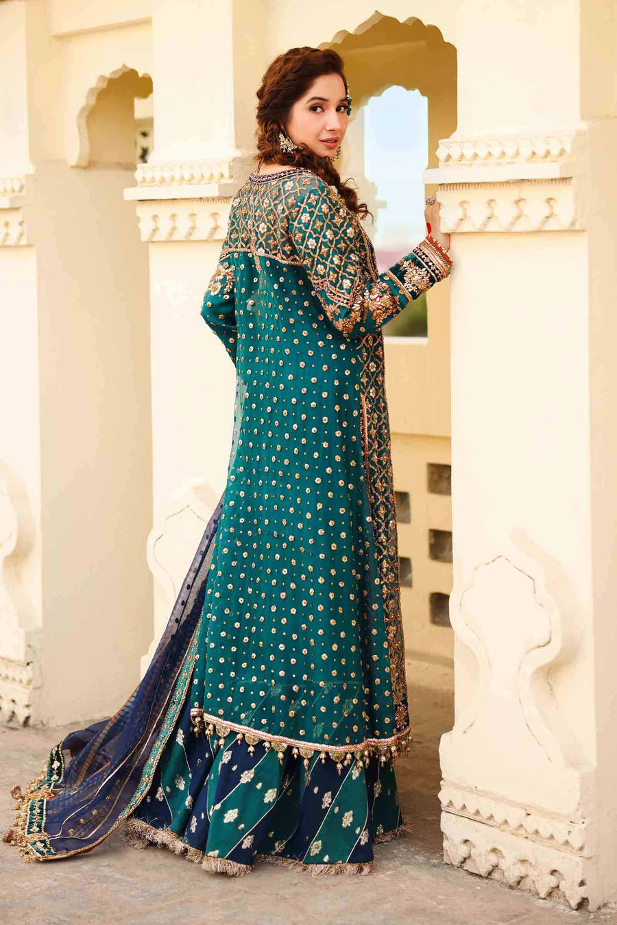 Maria B | Bridal Formals | Begum Jahanara XS Sea Green Pure Organza