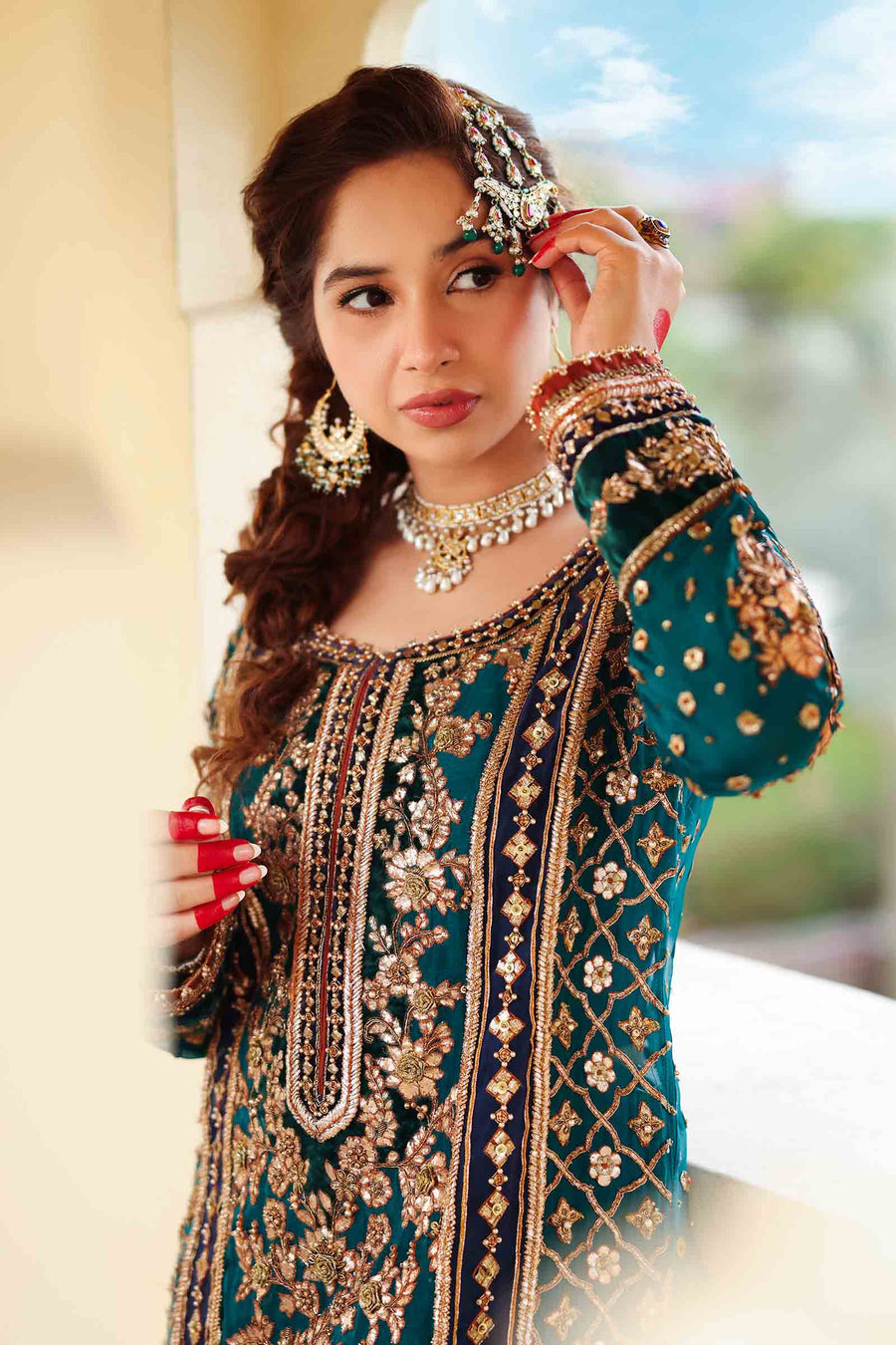 Maria B | Bridal Formals | Begum Jahanara M Sea Green Pure Organza